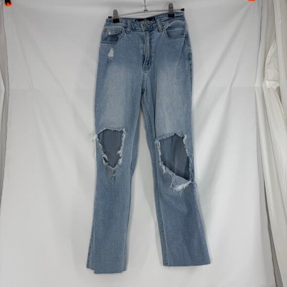 Hollister Ultra High Rise 90s Vintage Straight Leg Distressed Jeans 24x28 0S - Picture 1 of 4